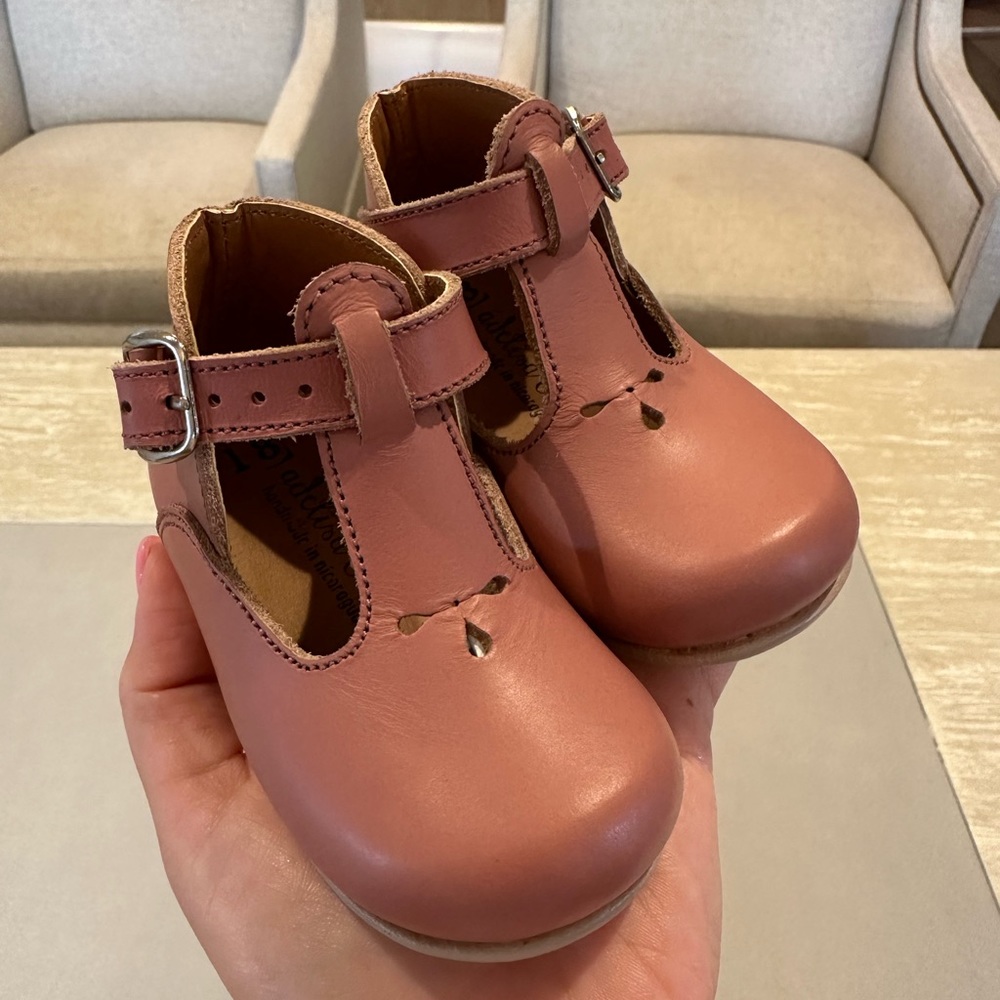 Adelisa 18 Pink Leather Baby Shoes Buckle MaryJanes T strap